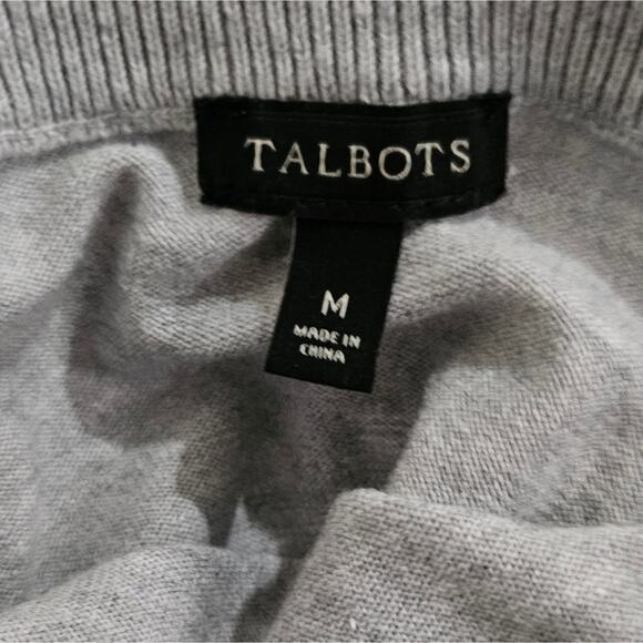 TALBOTS Women Thin Stretch Cotton Rayon Sweater Embroidered City View M - Picture 8 of 8